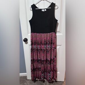 Women with Control Black and Pink Strapless Sundress